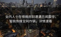 业内人士在傍晚时刻遭遇丑闻震惊，蜜桃传媒全网炸锅，详情速看