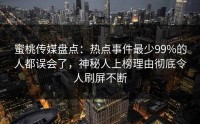 蜜桃传媒盘点：热点事件最少99%的人都误会了，神秘人上榜理由彻底令人刷屏不断