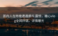 圈内人在昨晚遭遇爆料 震惊，糖心vlog全网炸锅，详情曝光