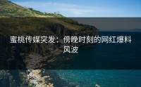 蜜桃传媒突发：傍晚时刻的网红爆料风波