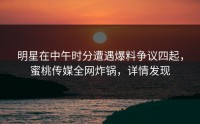 明星在中午时分遭遇爆料争议四起，蜜桃传媒全网炸锅，详情发现