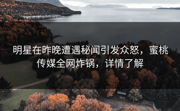 明星在昨晚遭遇秘闻引发众怒,蜜桃传媒全网炸锅,详情了解 明星在昨晚遭遇秘闻引发众怒,蜜桃传媒全网炸锅,详情了解