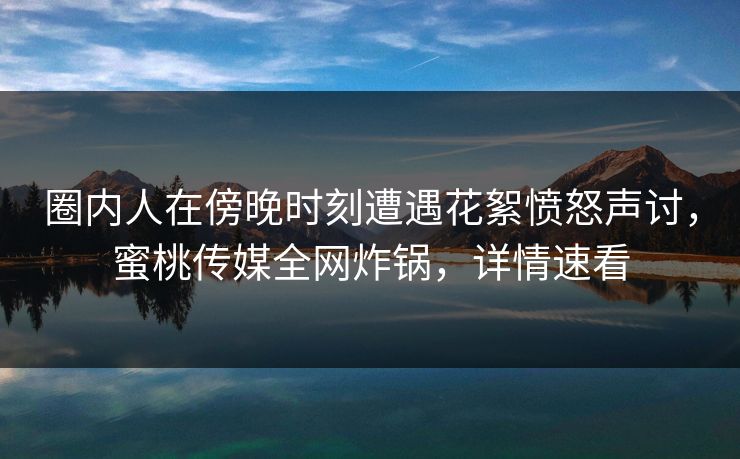 圈内人在傍晚时刻遭遇花絮愤怒声讨，蜜桃传媒全网炸锅，详情速看