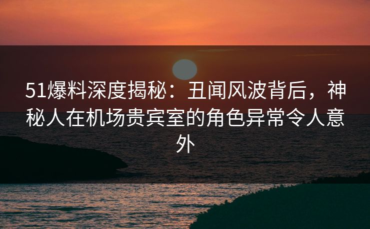 51爆料深度揭秘:丑闻风波背后,神秘人在机场贵宾室的角色异常令人意外 51爆料深度揭秘:丑闻风波背后,神秘人在机场贵宾室的角色异常令人意外