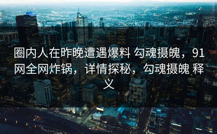 圈内人在昨晚遭遇爆料 勾魂摄魄，91网全网炸锅，详情探秘，勾魂摄魄 释义