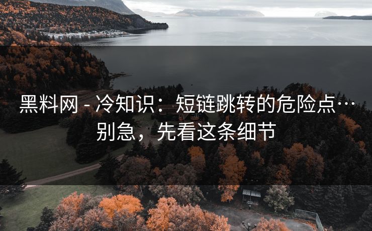 黑料网 - 冷知识:短链跳转的危险点…别急,先看这条细节 黑料网 - 冷知识:短链跳转的危险点…别急,先看这条细节